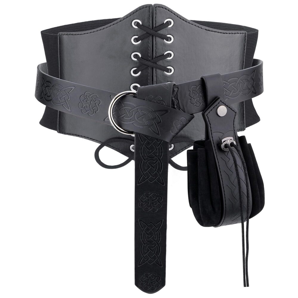 2628 3PCS Renaissance Corset Belts Medieval Belt Pouch Pirate Costume